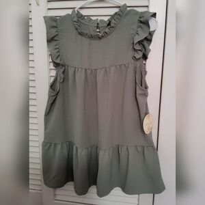 Misea Green Tiered Ruffled Top
